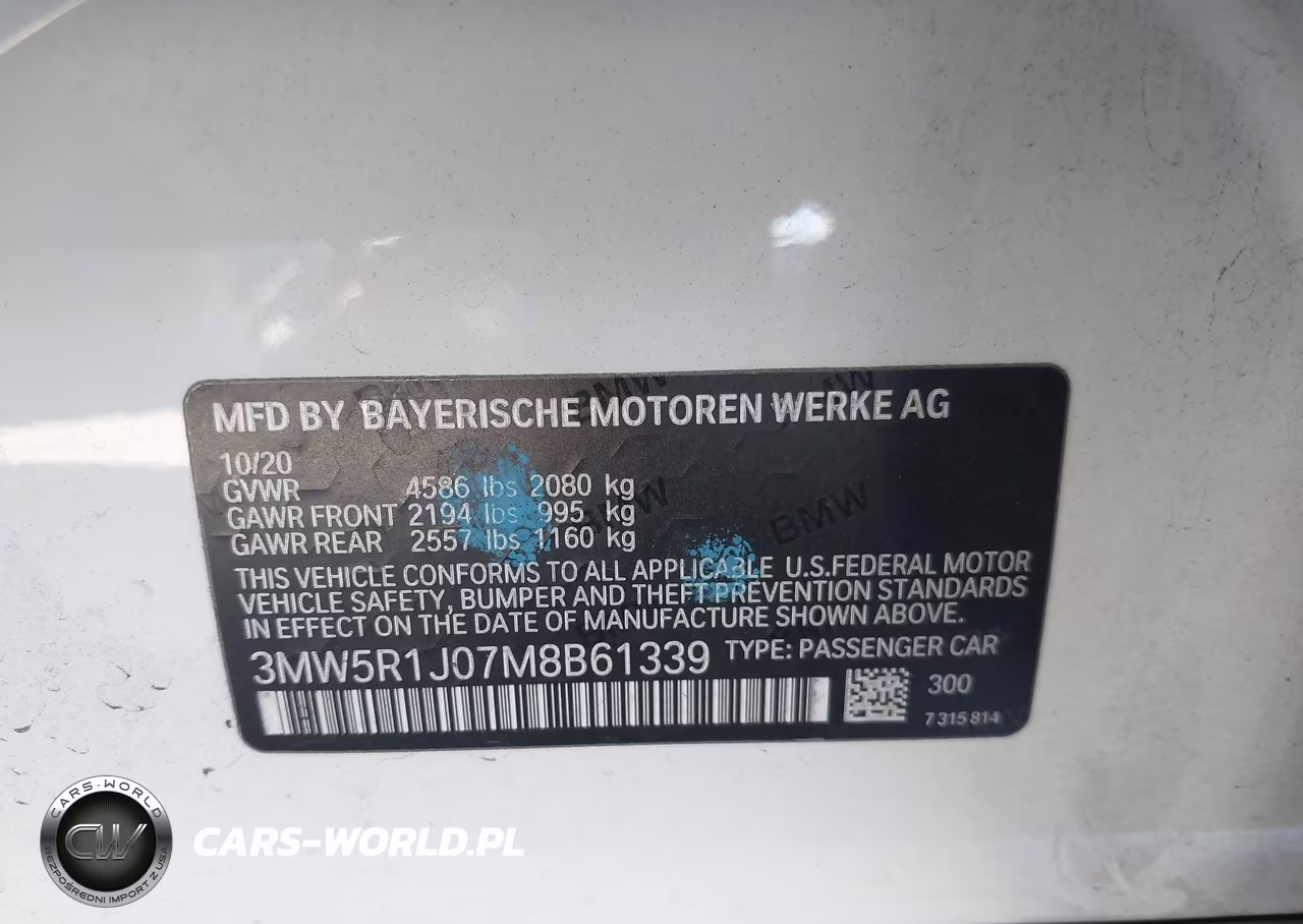 2021 BMW 330I VIN:3MW5R1J07M8B61339 - 9