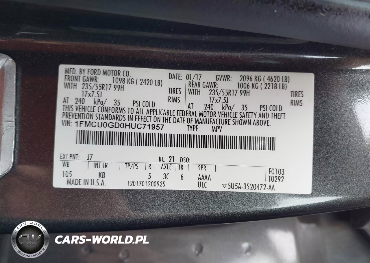 2017 Ford Escape Se VIN:1FMCU0GD0HUC71957 - 9