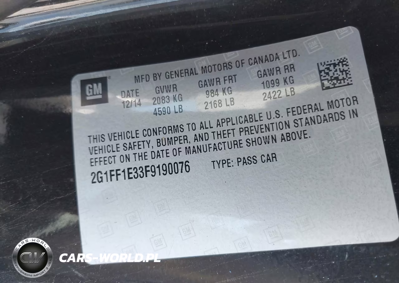2015 Chevrolet Camaro 2Lt VIN:2G1FF1E33F9190076 - 9