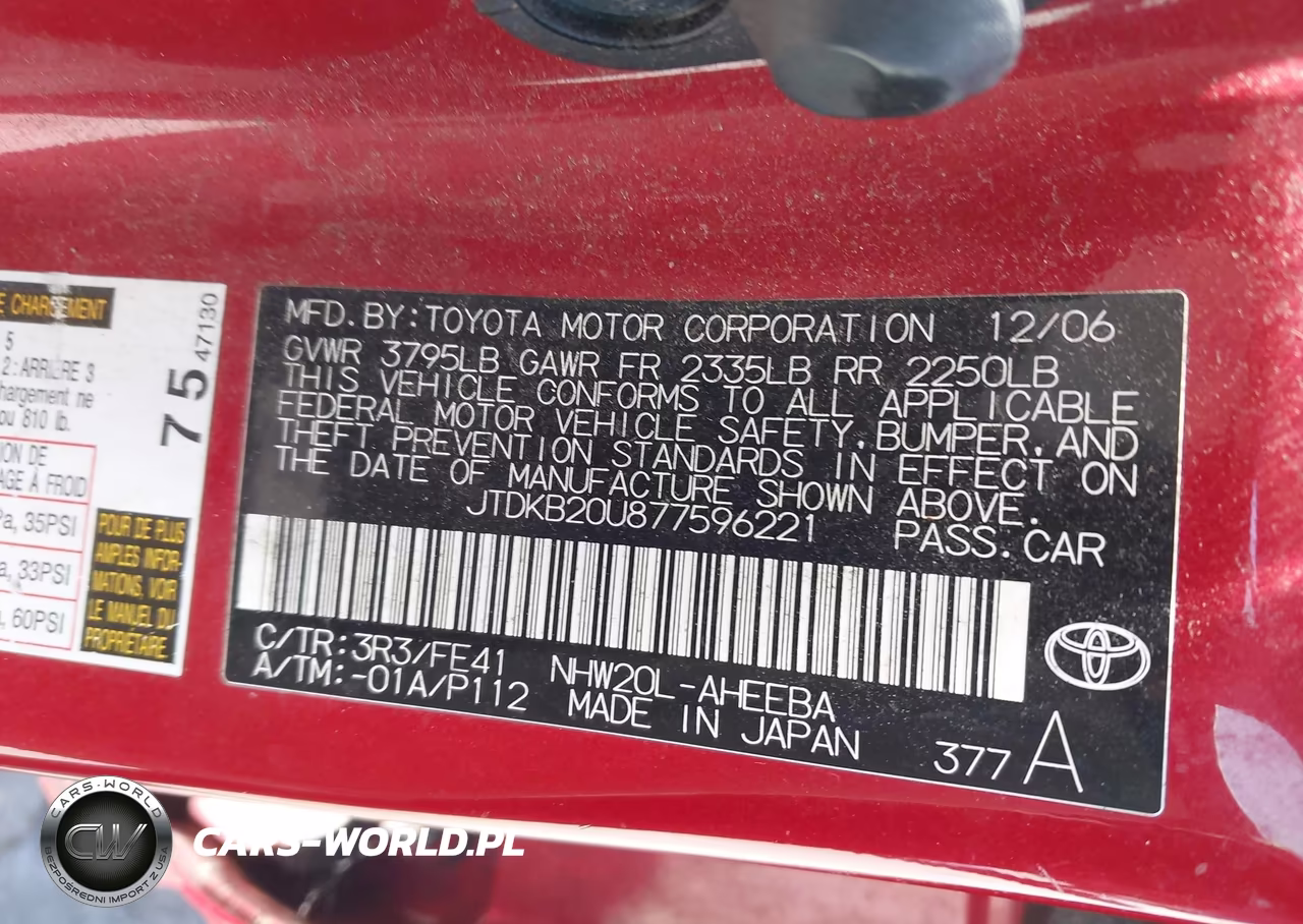 2007 Toyota Prius VIN:JTDKB20U877596221 - 9