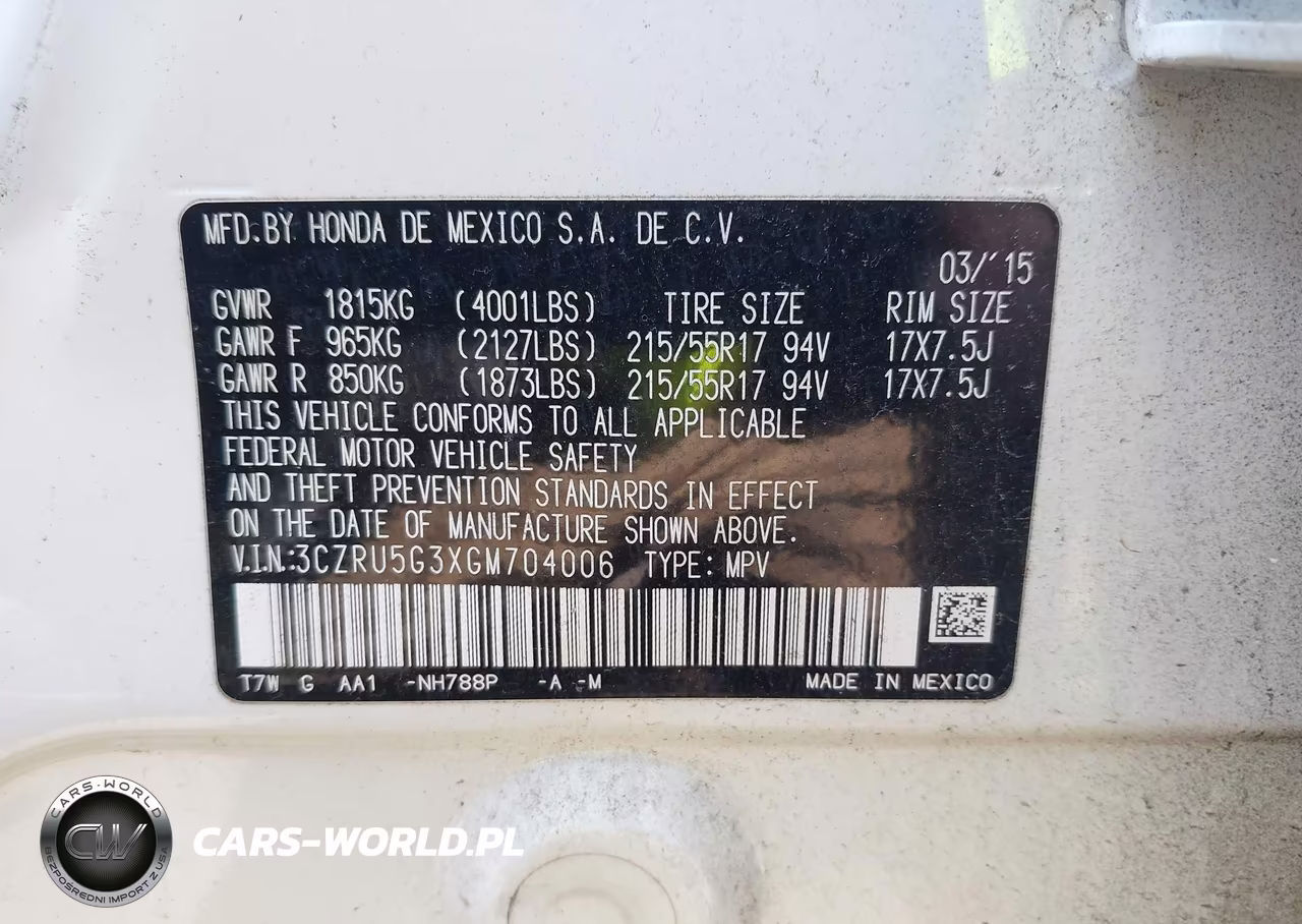 2016 Honda Hr-V Lx VIN:3CZRU5G3XGM704006 - 9