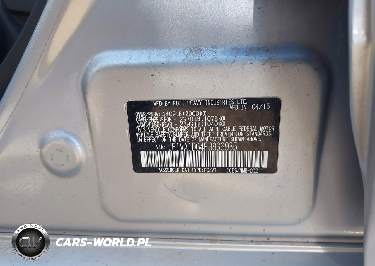 2015 Subaru Wrx Premium VIN:JF1VA1D64F8836935 - 9