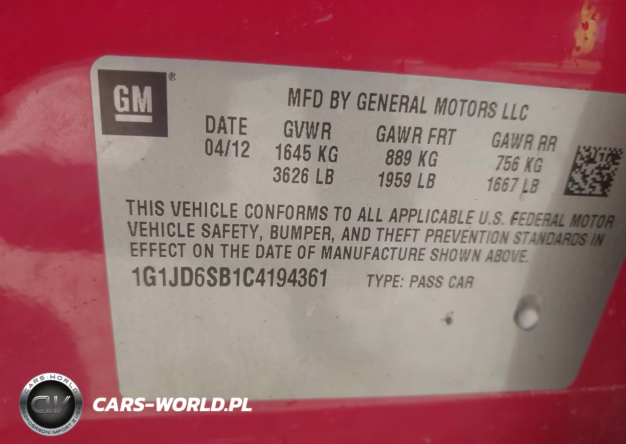 2012 Chevrolet Sonic 1Lt VIN:1G1JD6SB1C4194361 - 9