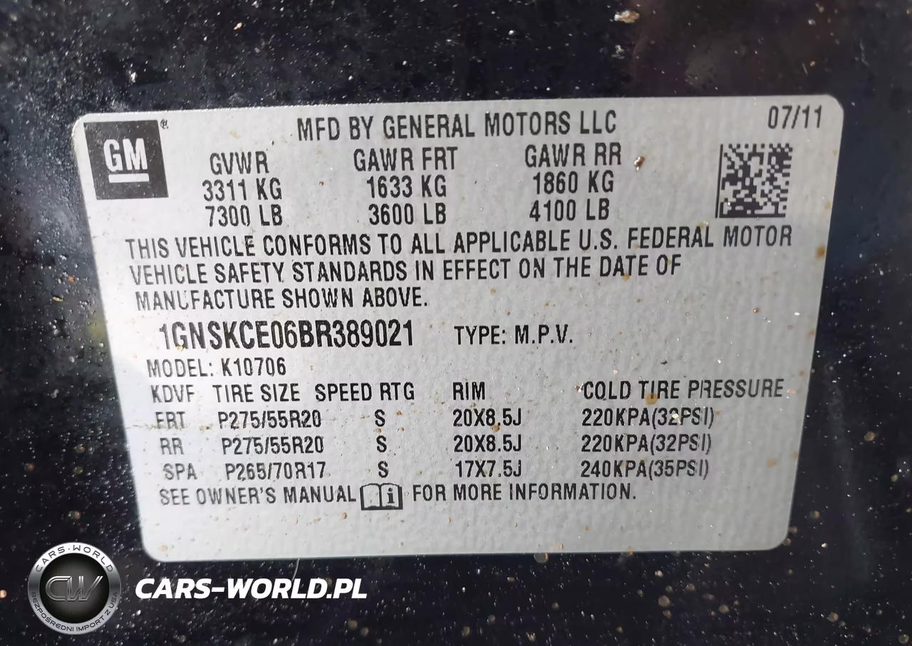 2011 Chevrolet Tahoe Ltz VIN:1GNSKCE06BR389021 - 9
