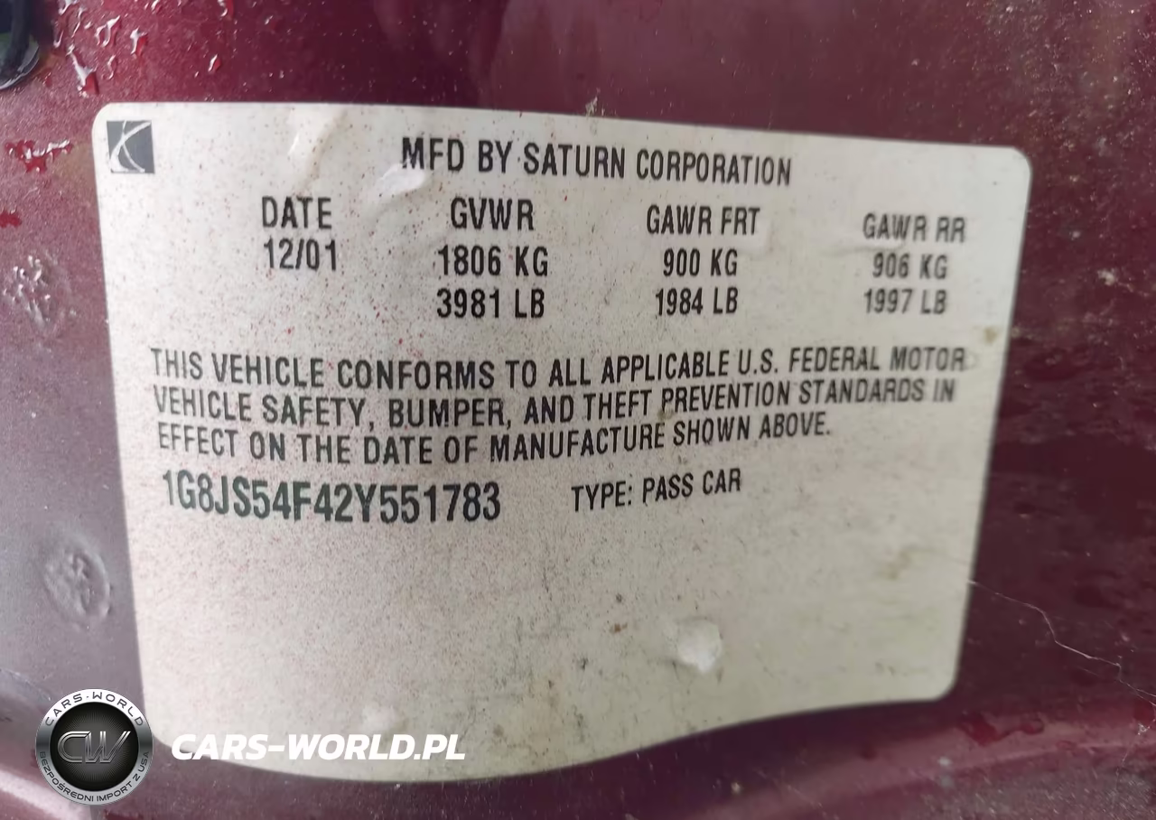 2002 Saturn L-Series L100 VIN:1G8JS54F42Y551783 - 9
