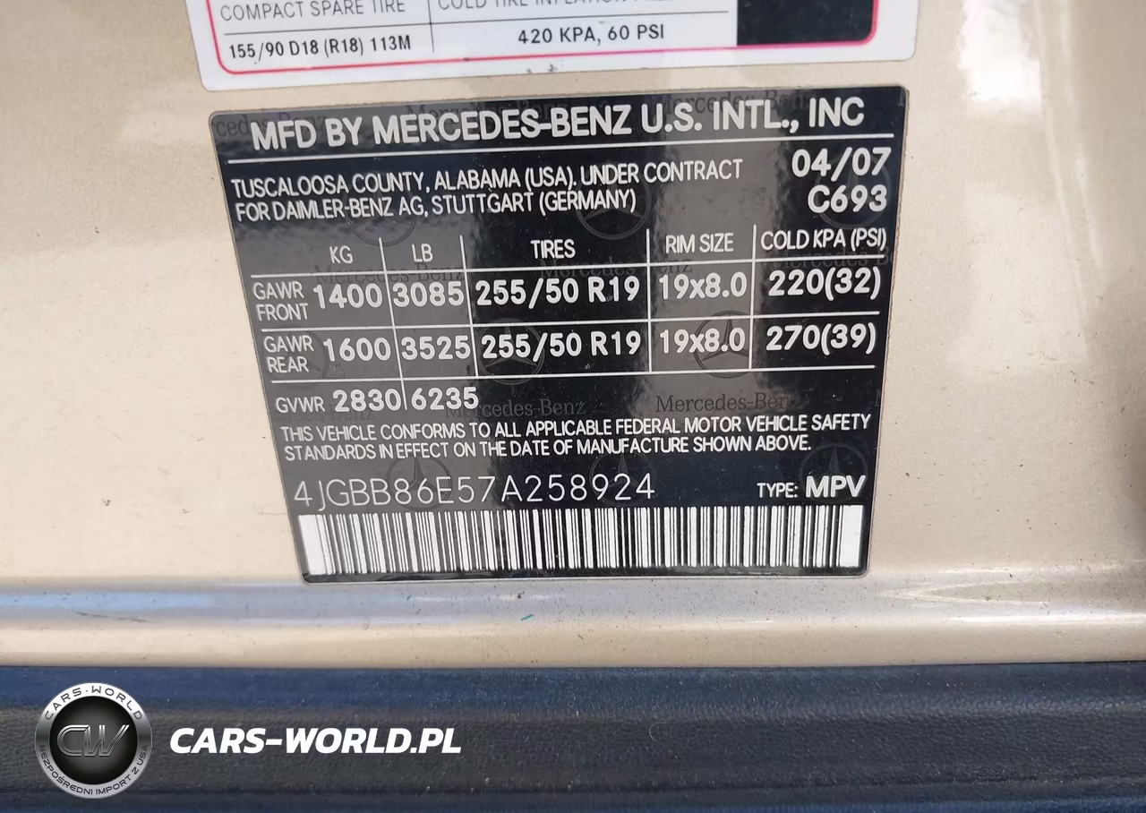 2007 Mercedes-Benz Ml 350 4Matic VIN:4JGBB86E57A258924 - 9
