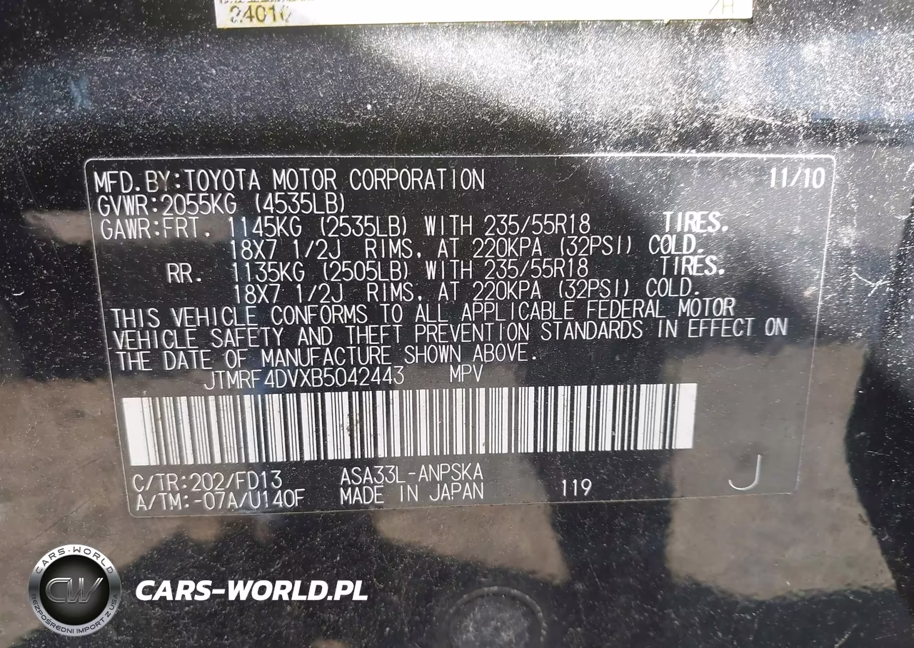 2011 Toyota Rav4 Sport VIN:JTMRF4DVXB5042443 - 9