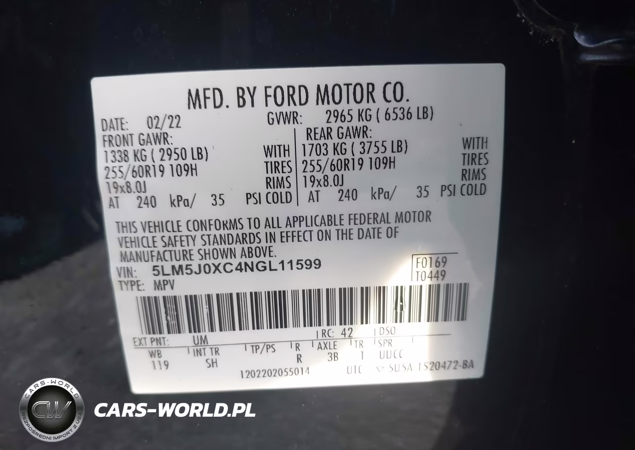 2022 Lincoln Aviator Livery VIN:5LM5J0XC4NGL11599 - 9