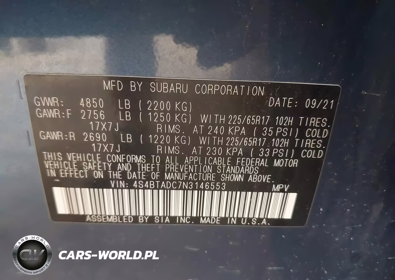 2022 Subaru Outback Premium VIN:4S4BTADC7N3146553 - 9