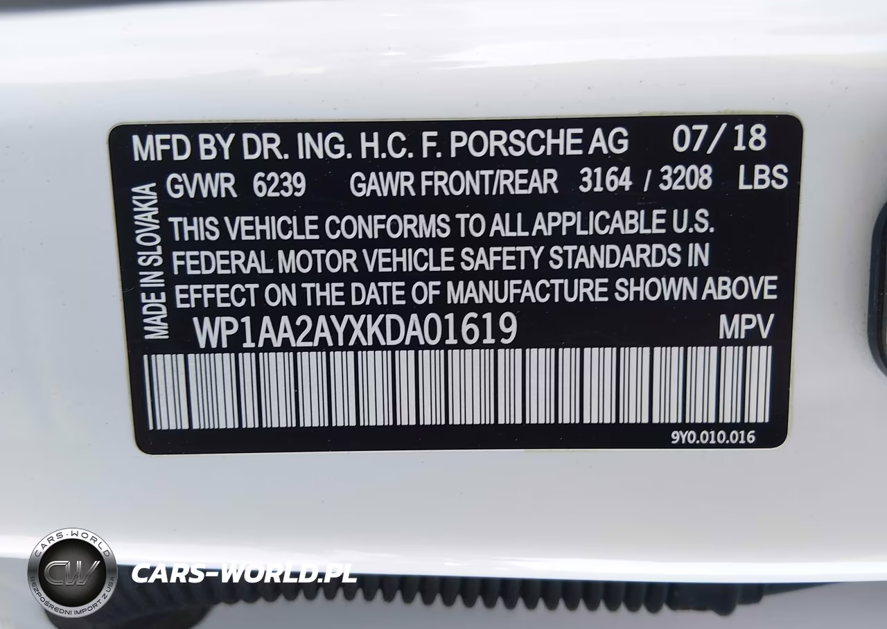 2019 Porsche Cayenne VIN:WP1AA2AYXKDA01619 - 9