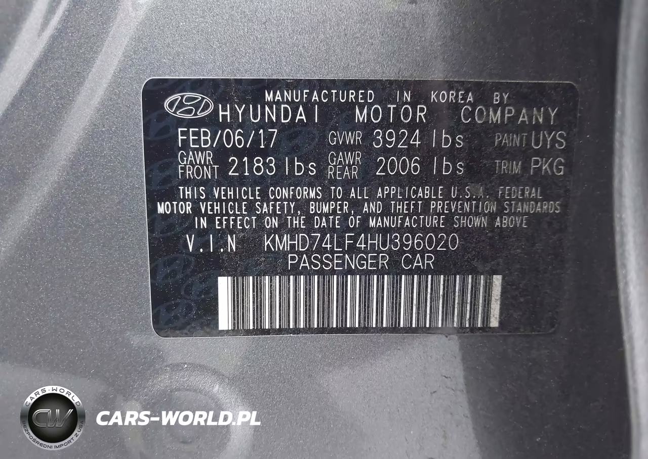 2017 Hyundai Elantra Se VIN:KMHD74LF4HU396020 - 9