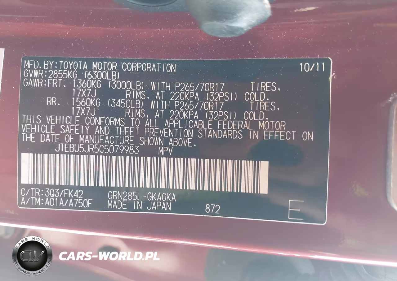 2012 Toyota 4Runner Sr5 VIN:JTEBU5JR5C5079983 - 9
