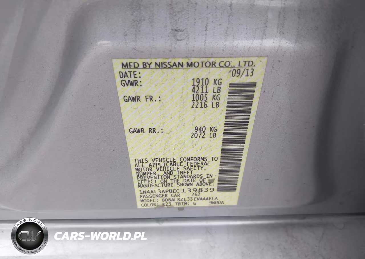 2014 Nissan Altima 2.5 S VIN:1N4AL3AP0EC139839 - 9