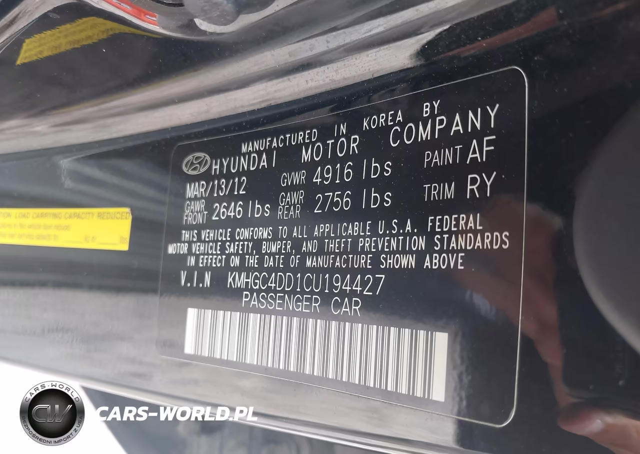 2012 Hyundai Genesis 3.8 VIN:KMHGC4DD1CU194427 - 9