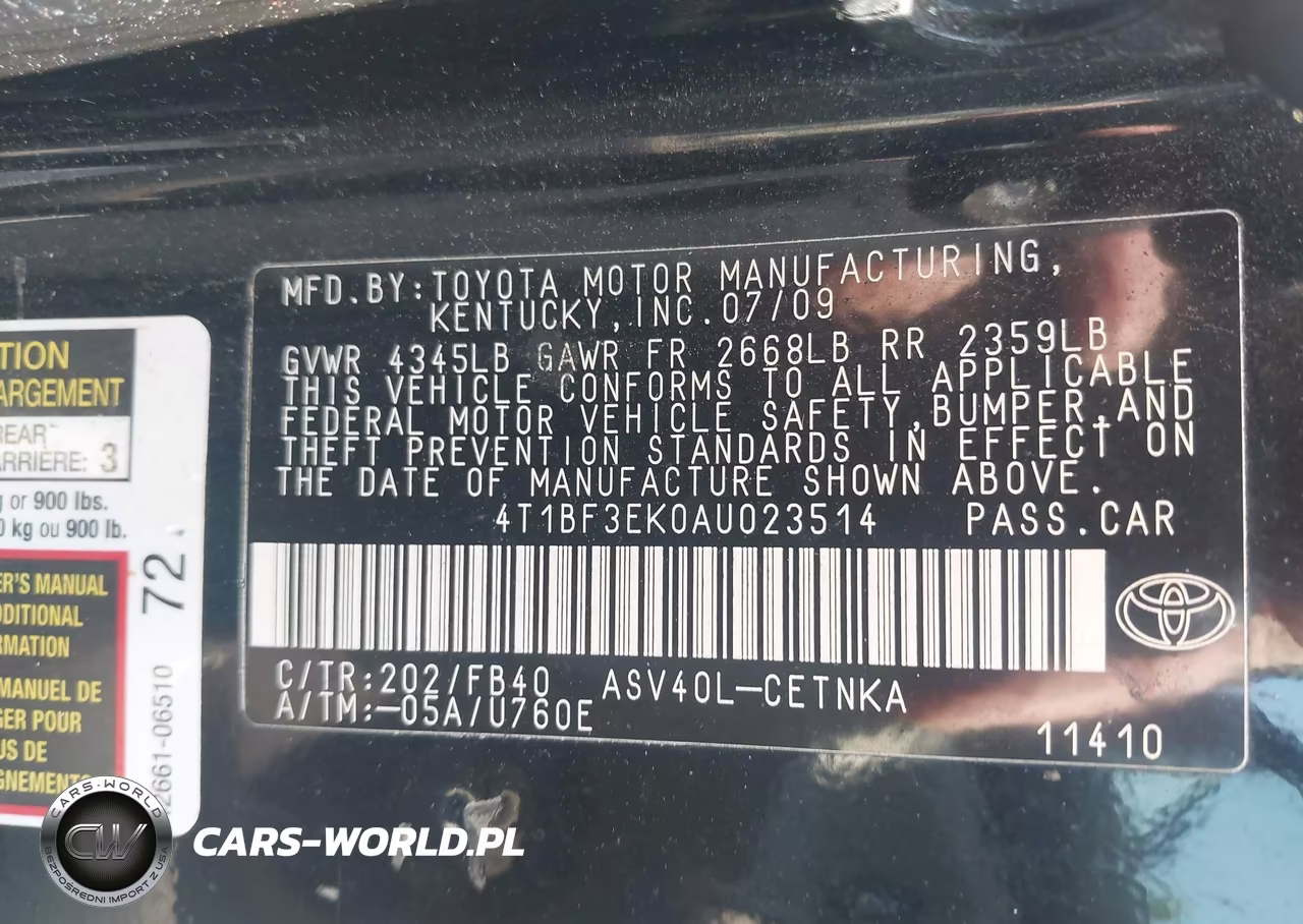 2010 Toyota Camry Le VIN:4T1BF3EK0AU023514 - 9