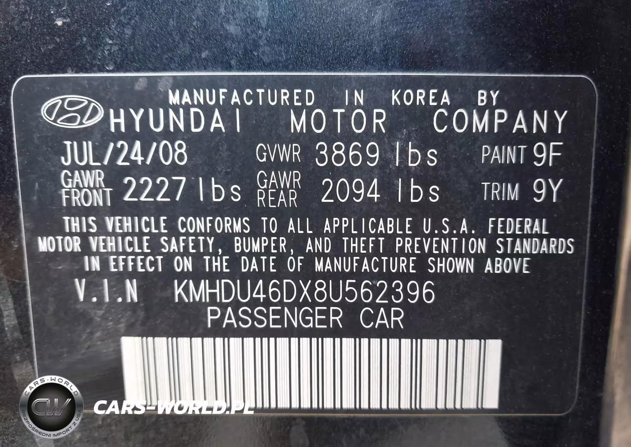 2008 Hyundai Elantra Gls-Se VIN:KMHDU46DX8U562396 - 9