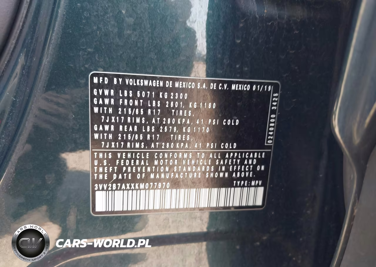 2019 Volkswagen Tiguan 2.0T Se-2.0T Sel-2.0T Sel R-Line-2.0T Sel R-Line Black VIN:3VV2B7AXXKM077970 - 9