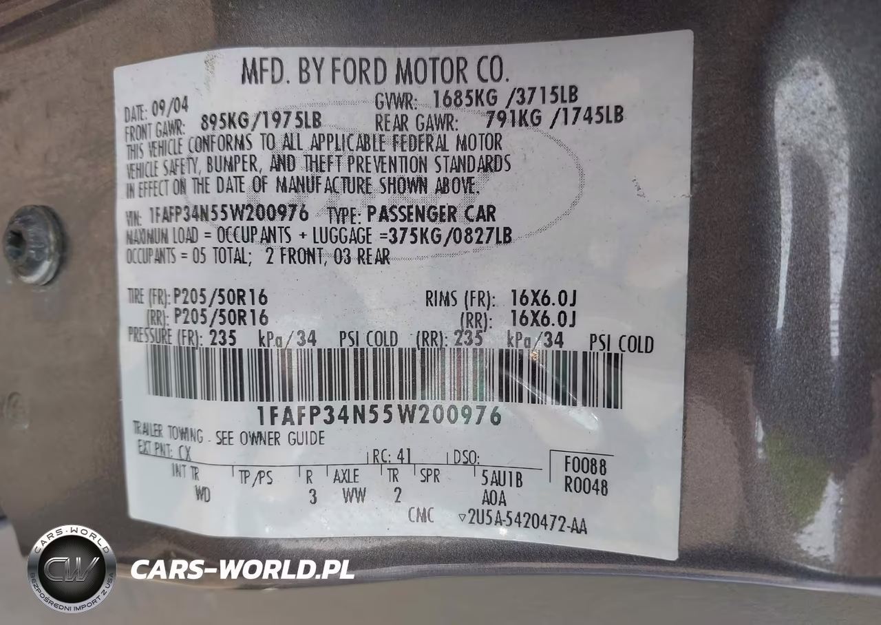 2005 Ford Focus Zx4 VIN:1FAFP34N55W200976 - 9