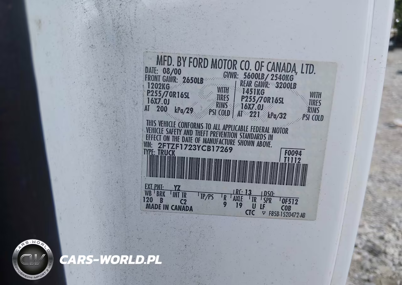 2000 Ford F-150 Work Series-Xl-Xlt VIN:2FTZF1723YCB17269 - 9