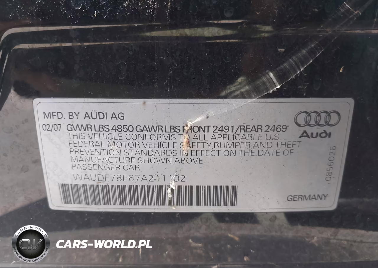 2007 Audi A4 2.0T VIN:WAUDF78E67A211102 - 9