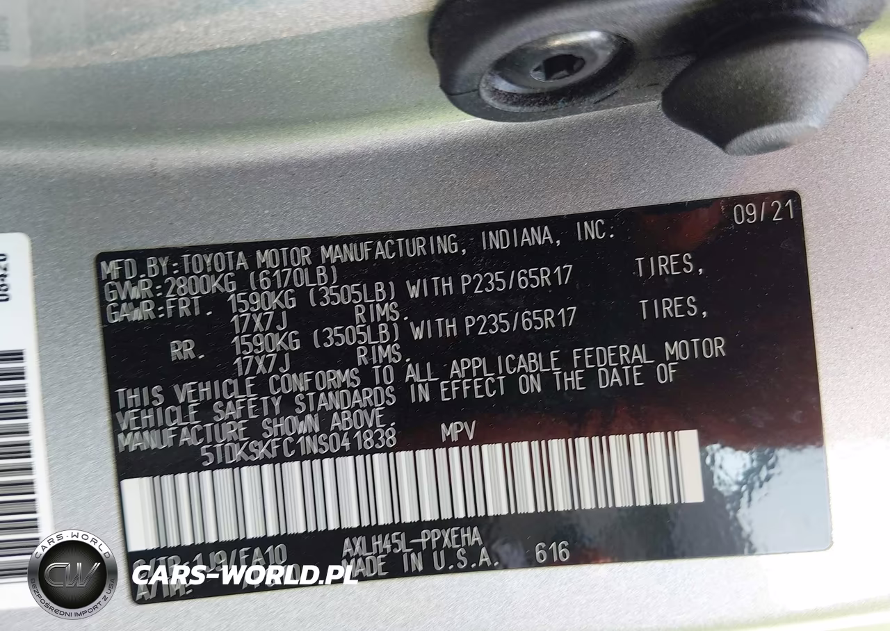 2022 Toyota Sienna Le VIN:5TDKSKFC1NS041838 - 9