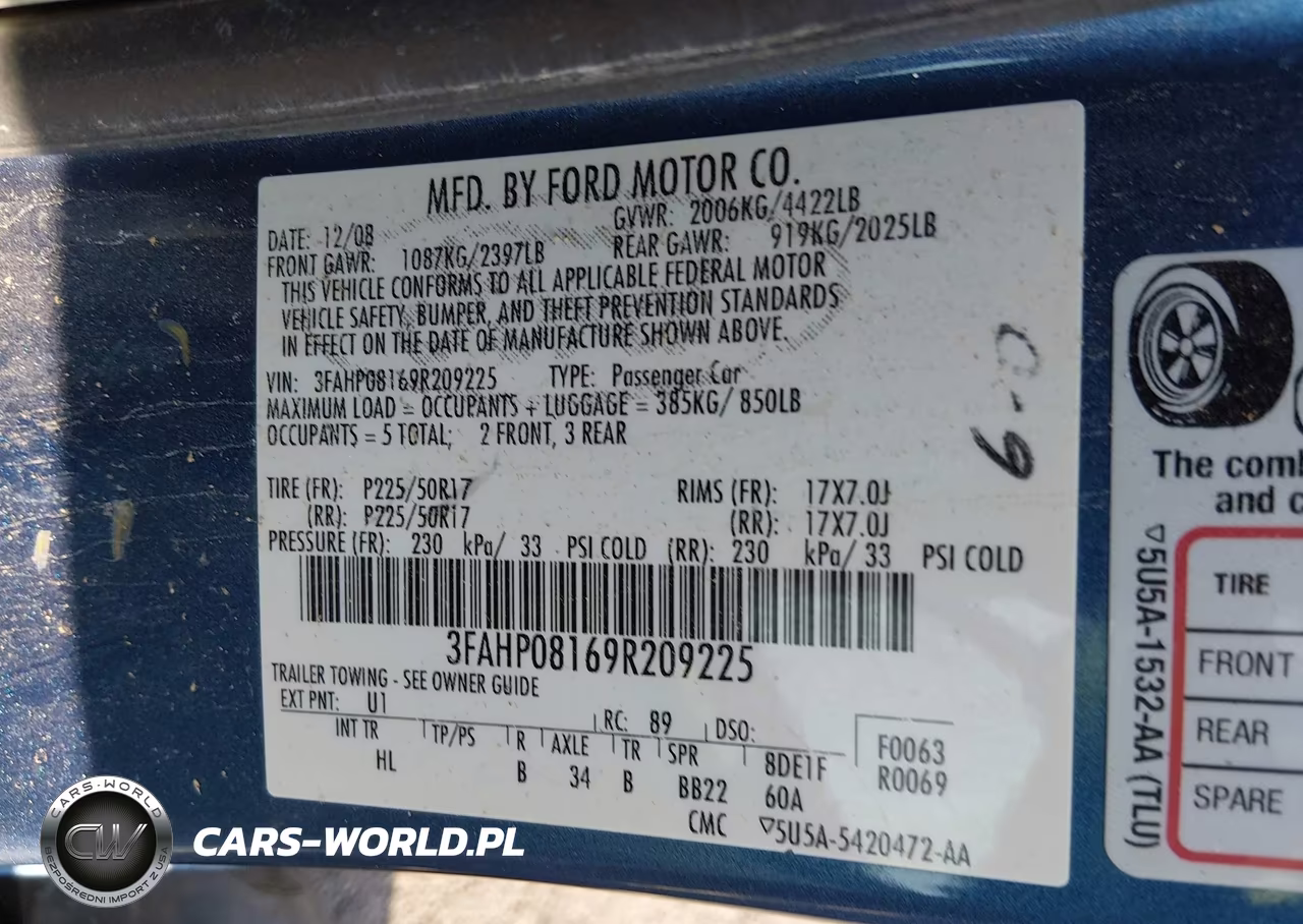 2009 Ford Fusion Sel VIN:3FAHP08169R209225 - 9