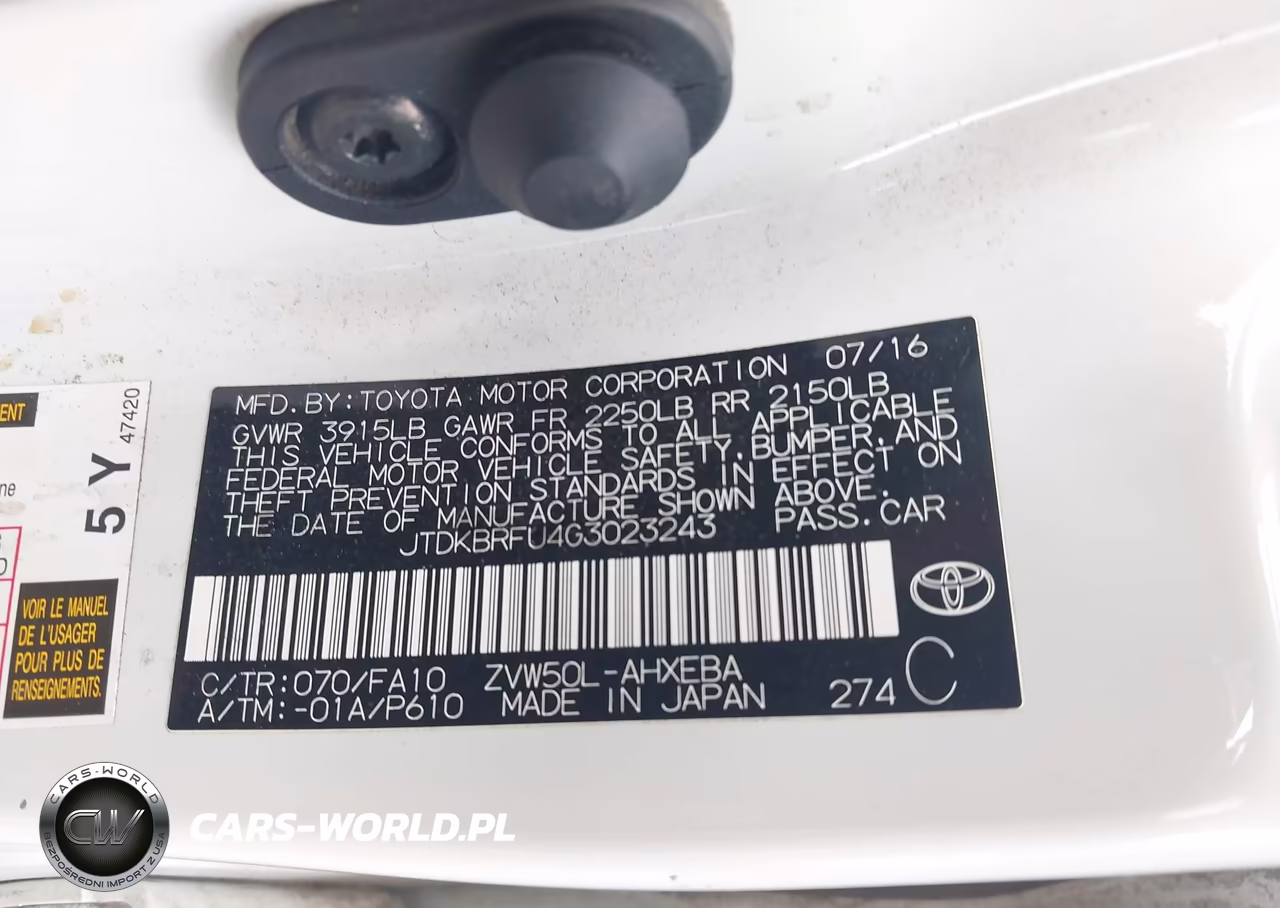 2016 Toyota Prius Two VIN:JTDKBRFU4G3023243 - 9