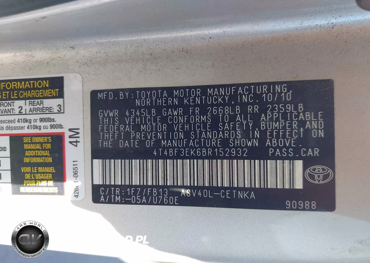 2011 Toyota Camry Le VIN:4T4BF3EK6BR152932 - 9