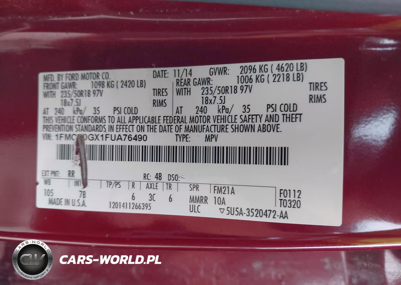 2015 Ford Escape Se VIN:1FMCU0GX1FUA76490 - 9