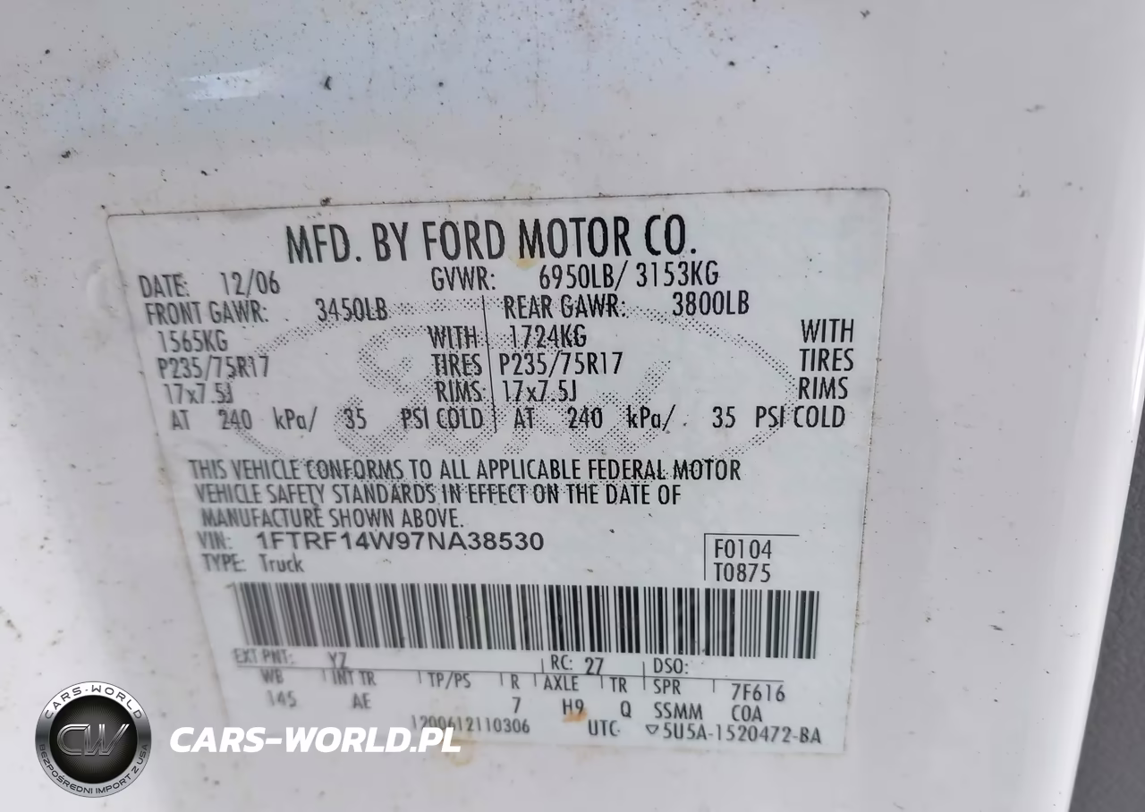2007 Ford F-150 Stx-Xl-Xlt VIN:1FTRF14W97NA38530 - 9