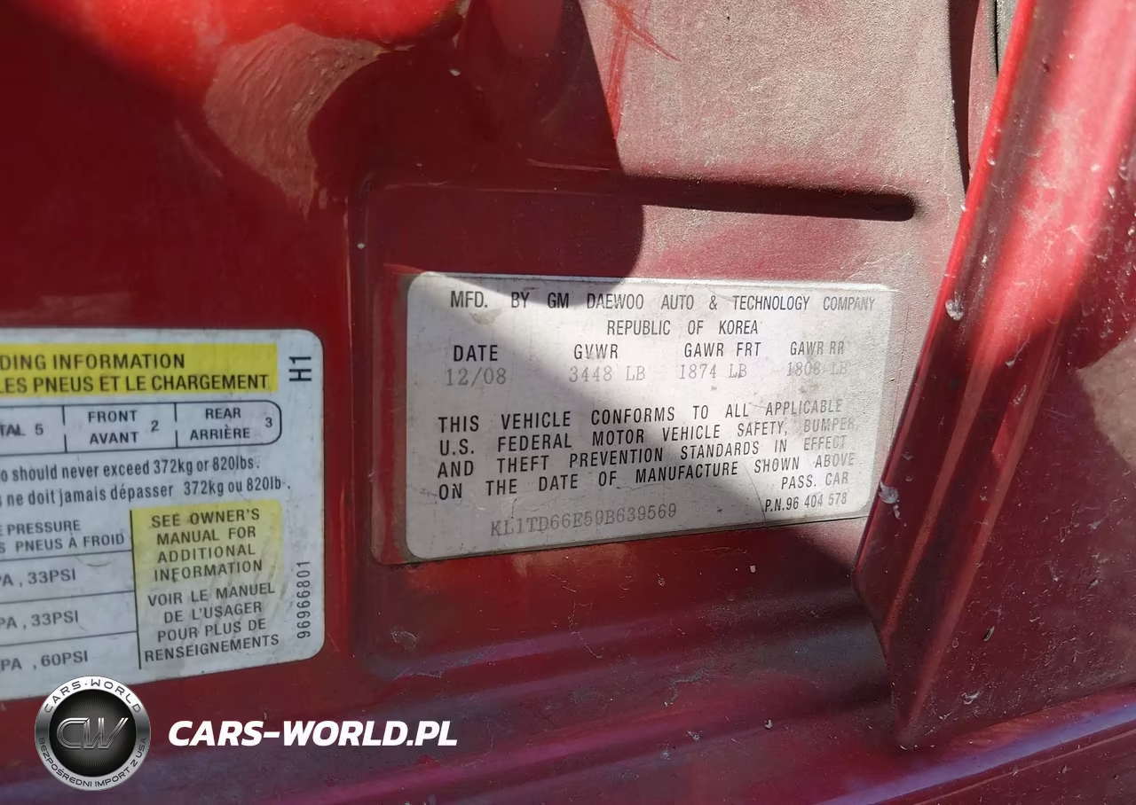 2009 Chevrolet Aveo Lt VIN:KL1TD66E59B639569 - 9