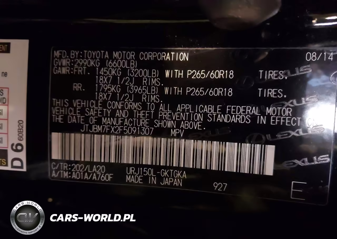 2015 Lexus Gx 460 VIN:JTJBM7FX2F5091307 - 9