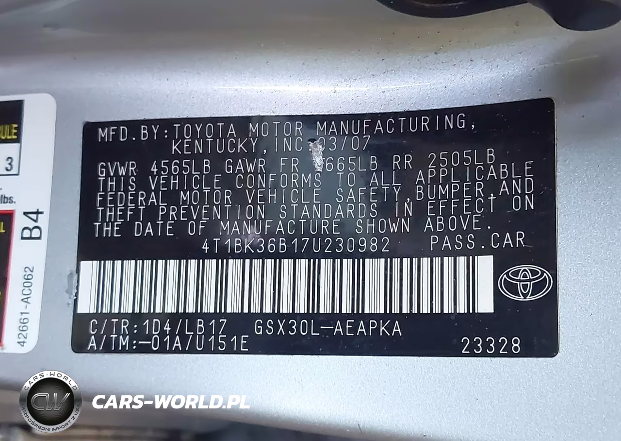 2007 Toyota Avalon Limited VIN:4T1BK36B17U230982 - 9