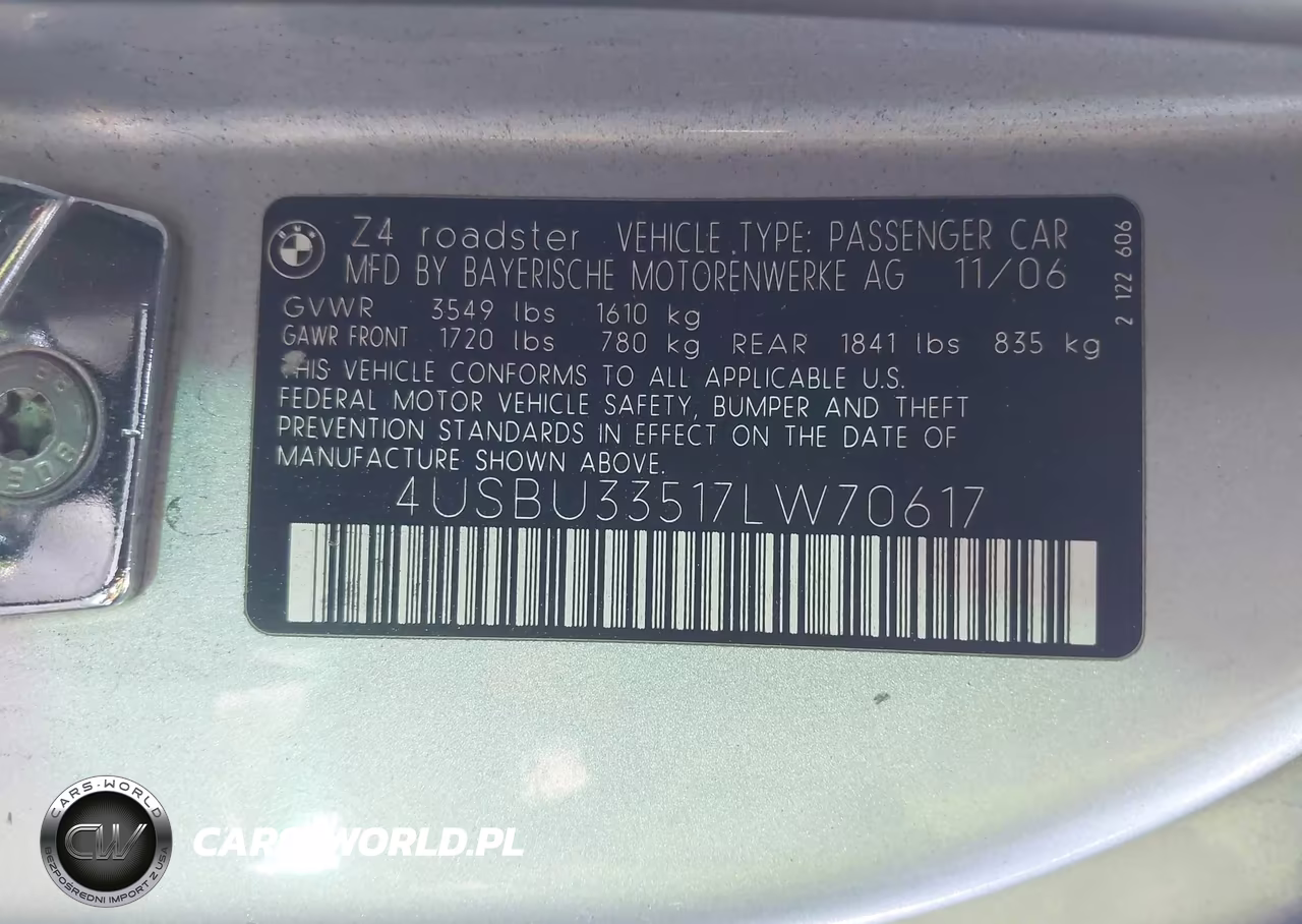 2007 BMW Z4 3.0I VIN:4USBU33517LW70617 - 9