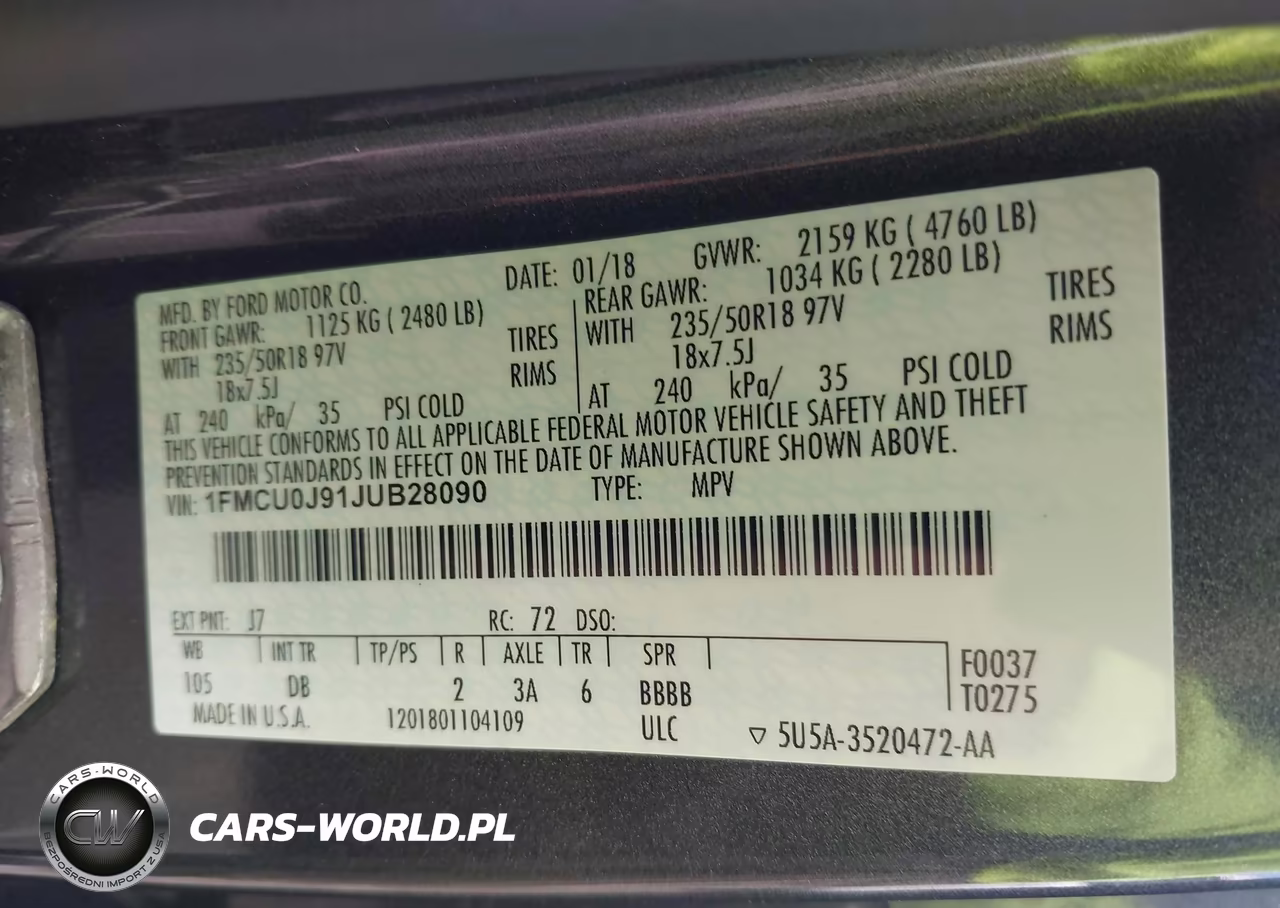 2018 Ford Escape Titanium VIN:1FMCU0J91JUB28090 - 9