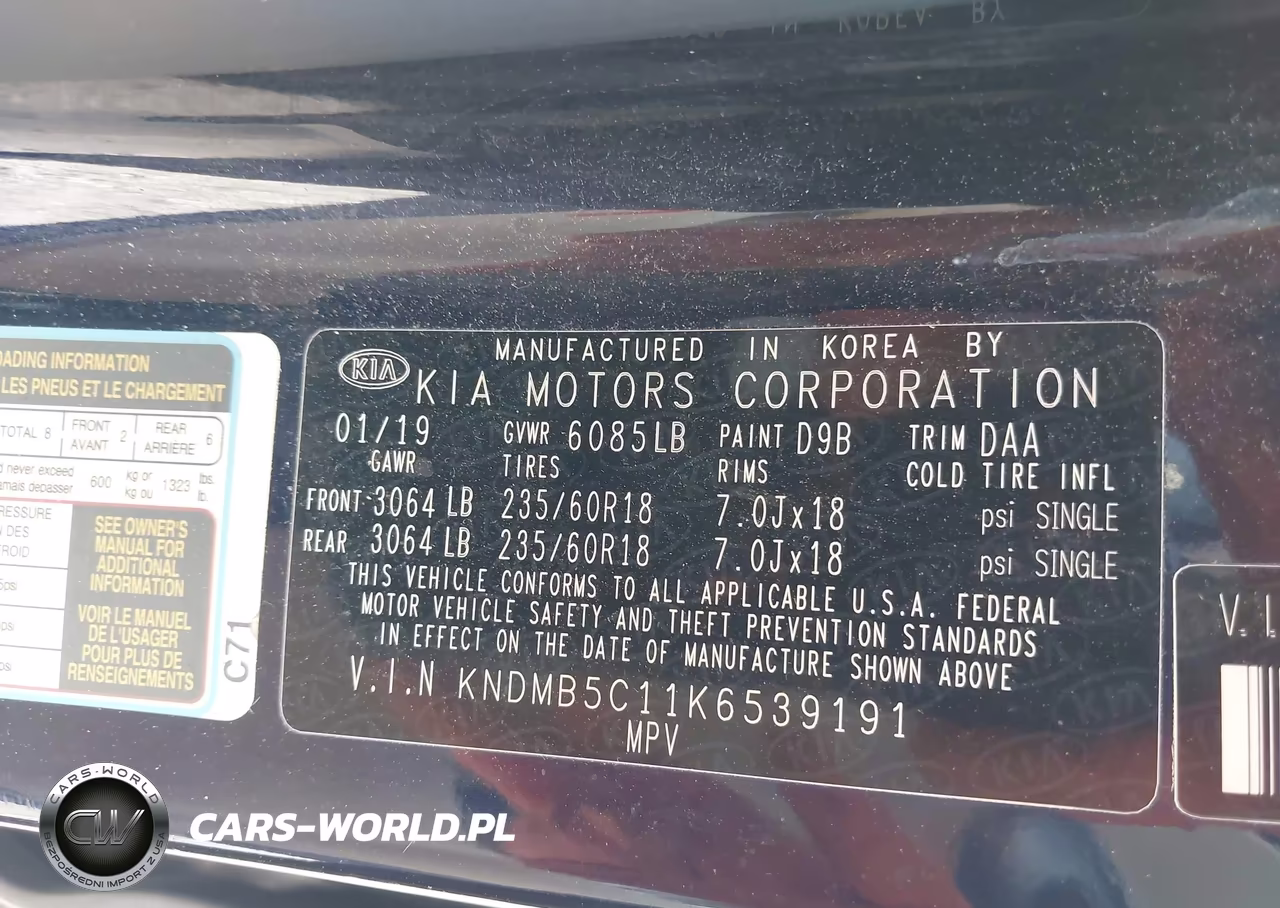 2019 Kia Sedona Ex VIN:KNDMB5C11K6539191 - 9