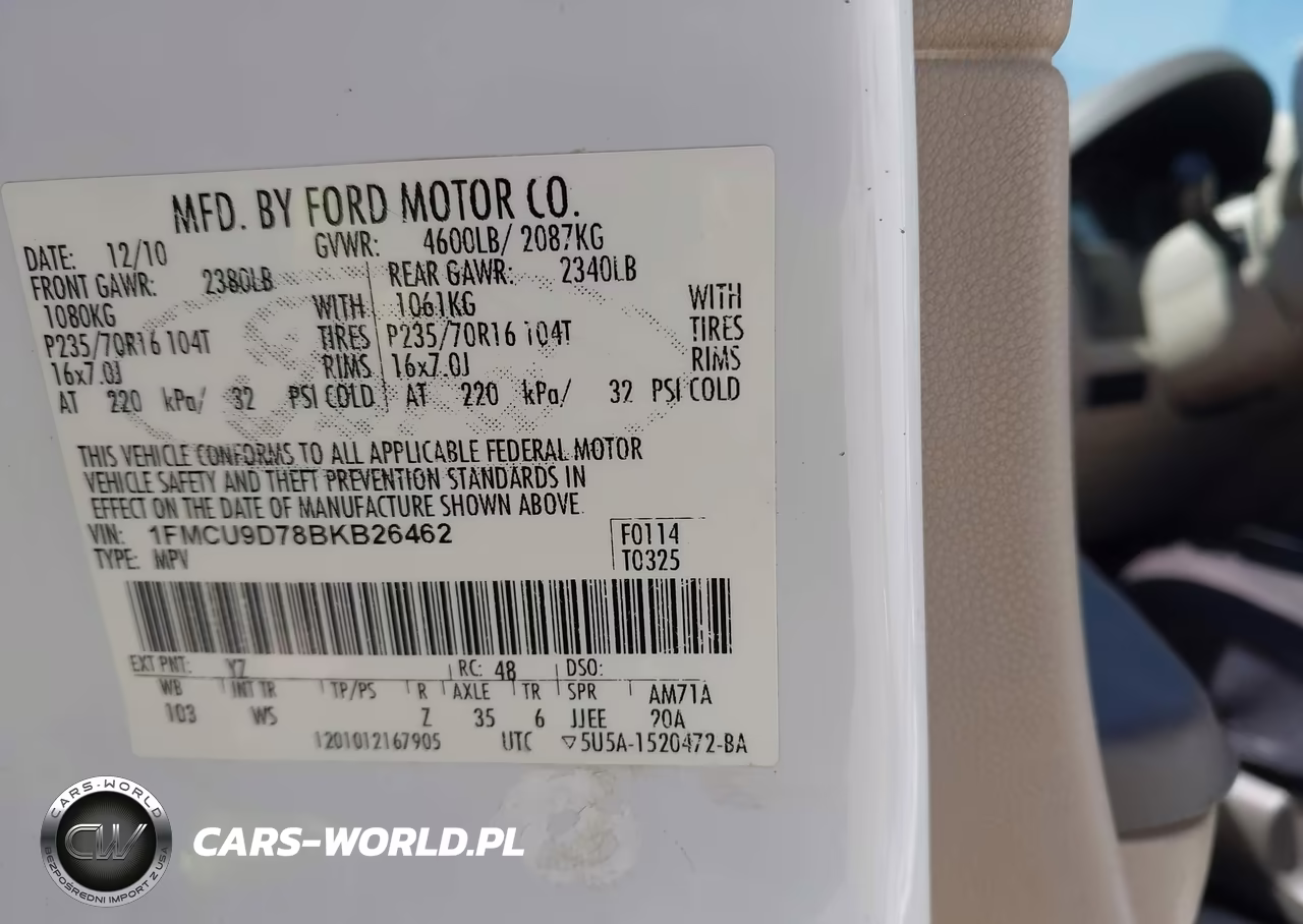 2011 Ford Escape Xlt VIN:1FMCU9D78BKB26462 - 9