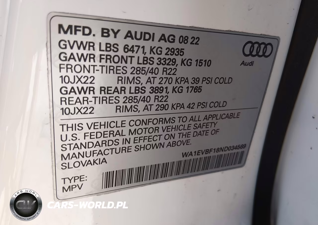 2022 Audi Q8 Premium Plus 55 Tfsi Quattro Tiptronic VIN:WA1EVBF18ND034569 - 9