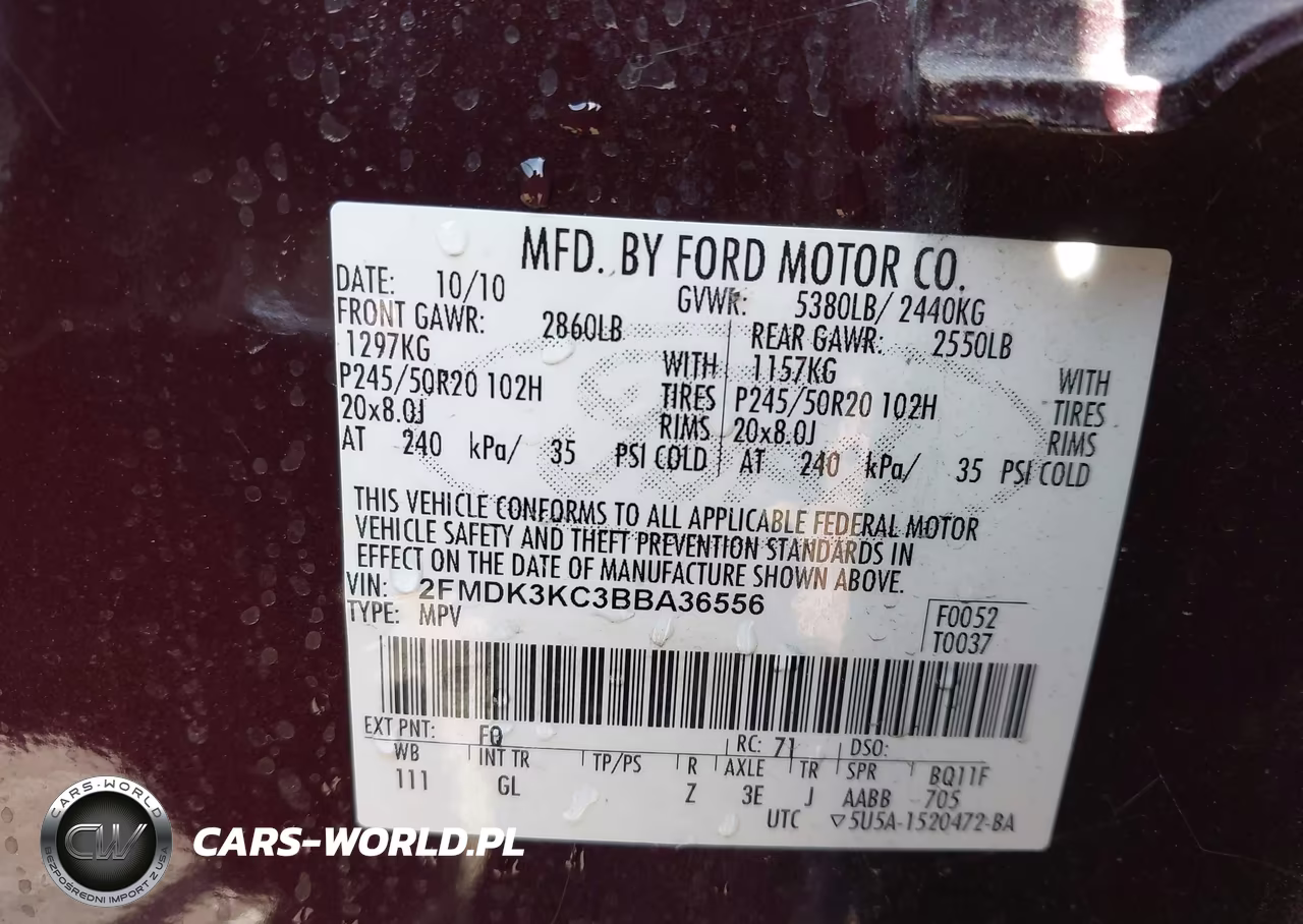 2011 Ford Edge Limited VIN:2FMDK3KC3BBA36556 - 9
