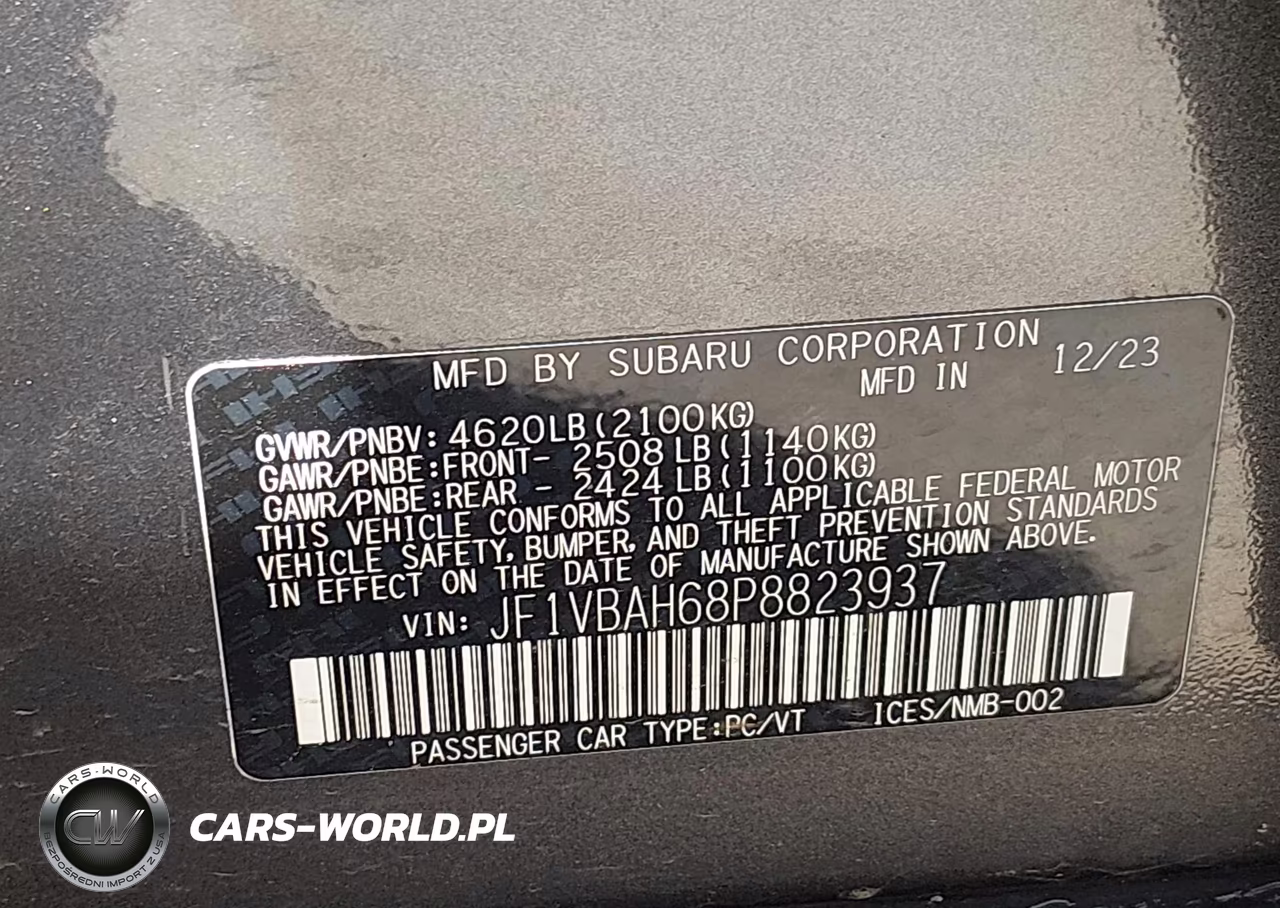 2023 Subaru Wrx Premium VIN:JF1VBAH68P8823937 - 9