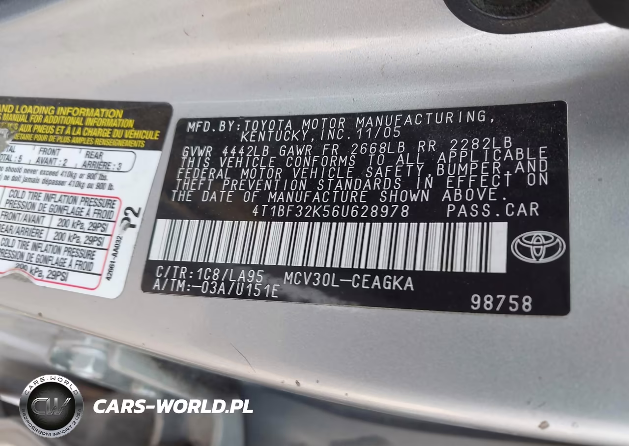 2006 Toyota Camry Xle V6 VIN:4T1BF32K56U628978 - 9