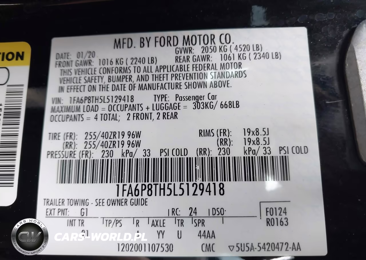 2020 Ford Mustang Ecoboost Fastback VIN:1FA6P8TH5L5129418 - 9
