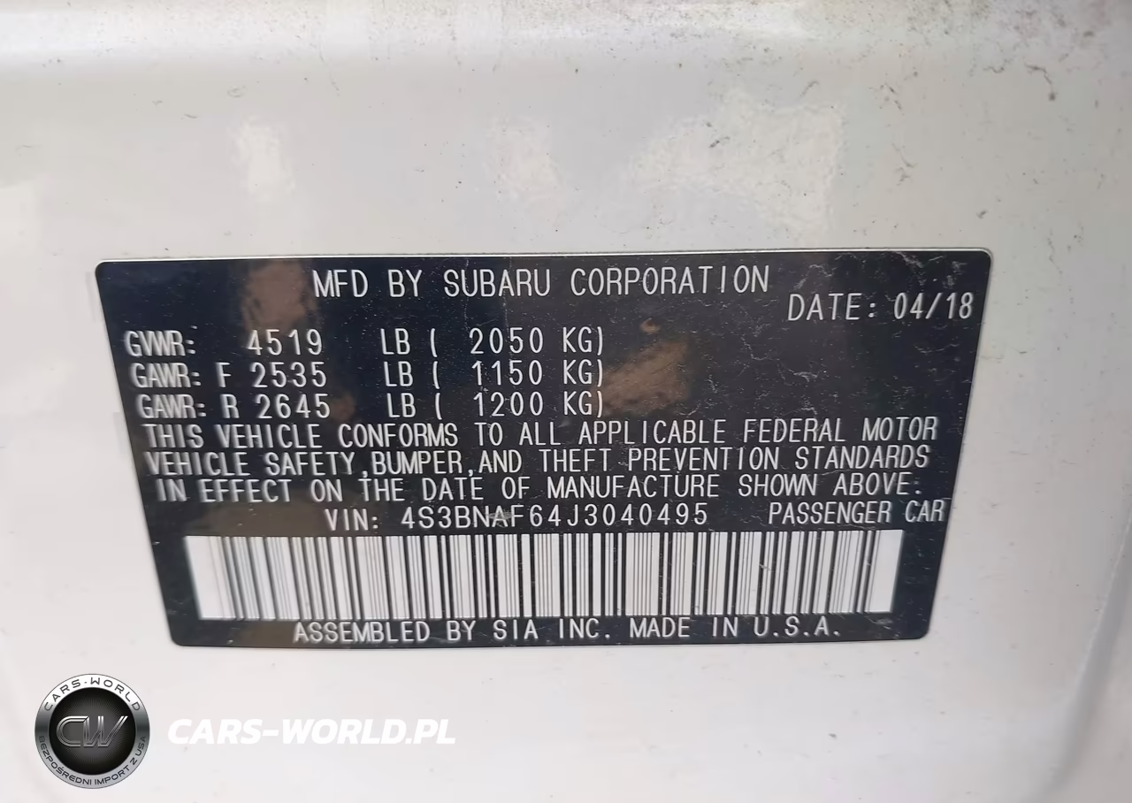 2018 Subaru Legacy 2.5I Premium VIN:4S3BNAF64J3040495 - 9