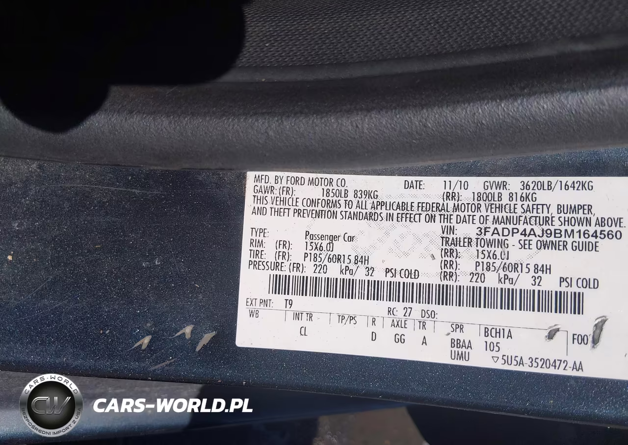 2011 Ford Fiesta S VIN:3FADP4AJ9BM164560 - 9