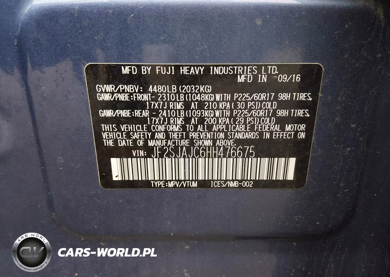 2017 Subaru Forester 2.5I Limited VIN:JF2SJAJC6HH476675 - 9