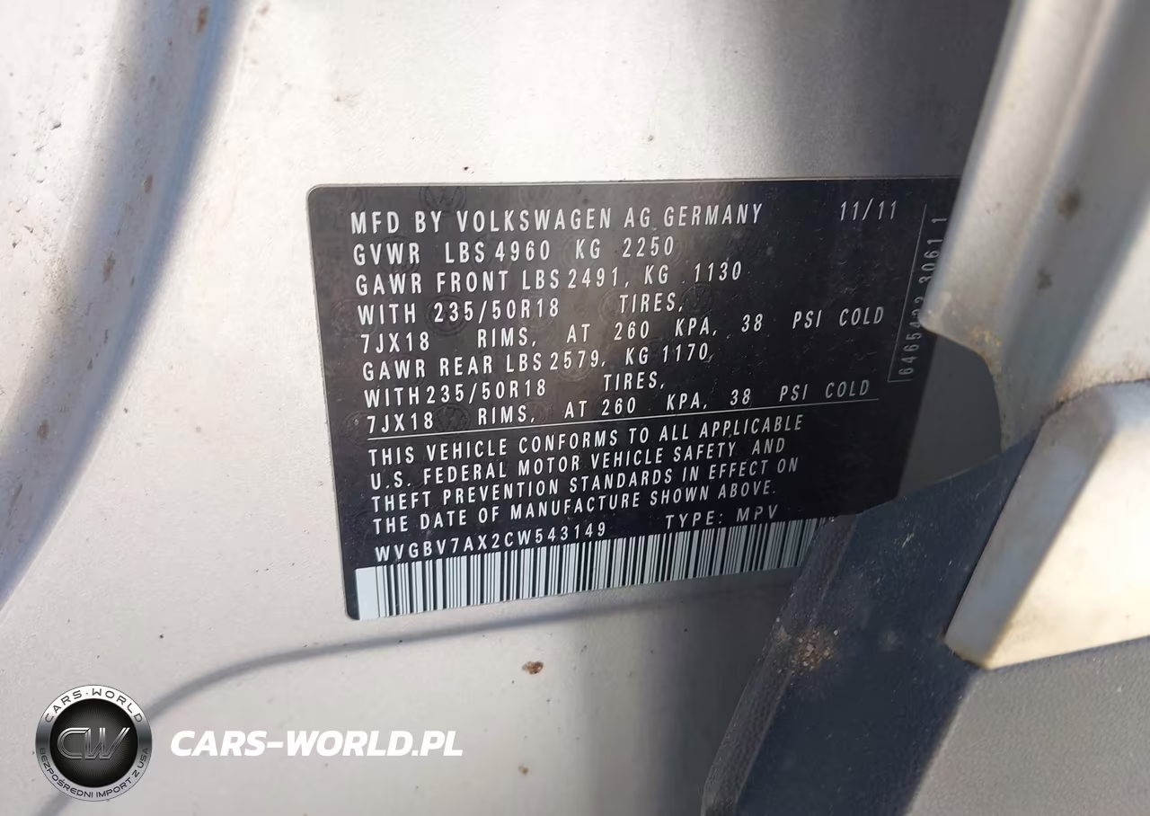 2012 Volkswagen Tiguan Se VIN:WVGBV7AX2CW543149 - 9