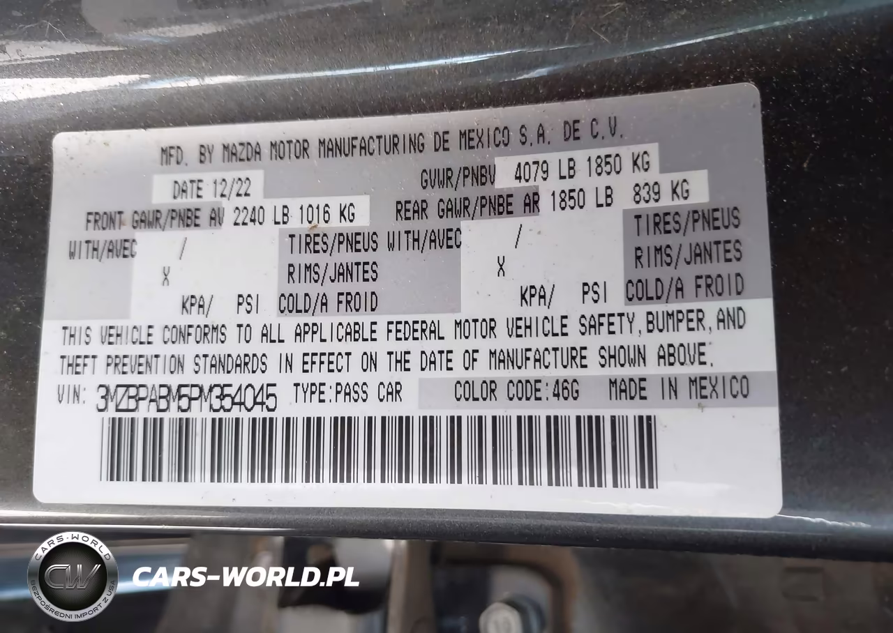 2023 Mazda Mazda3 2.5 S Select VIN:3MZBPABM5PM354045 - 9