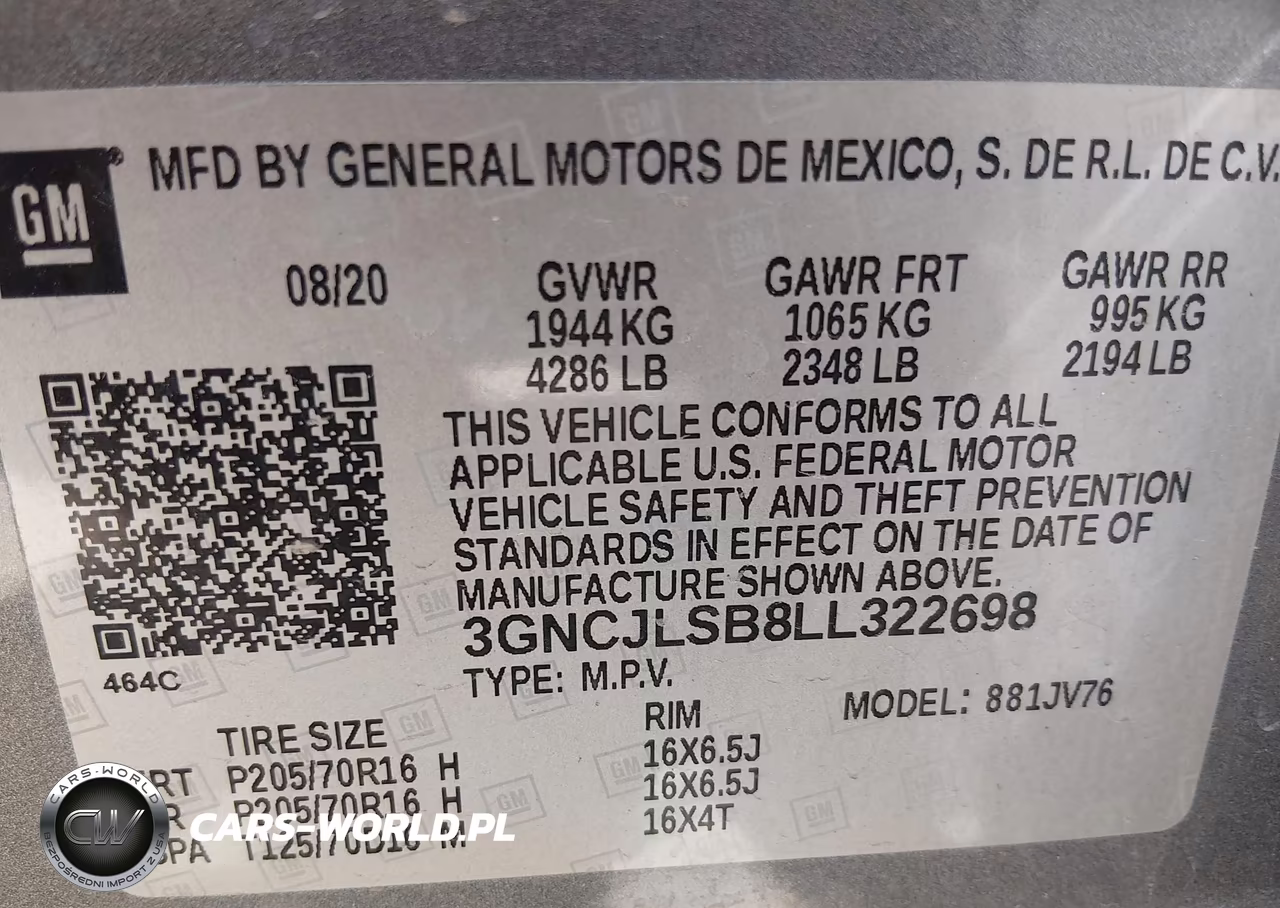 2020 Chevrolet Trax Fwd Lt VIN:3GNCJLSB8LL322698 - 9