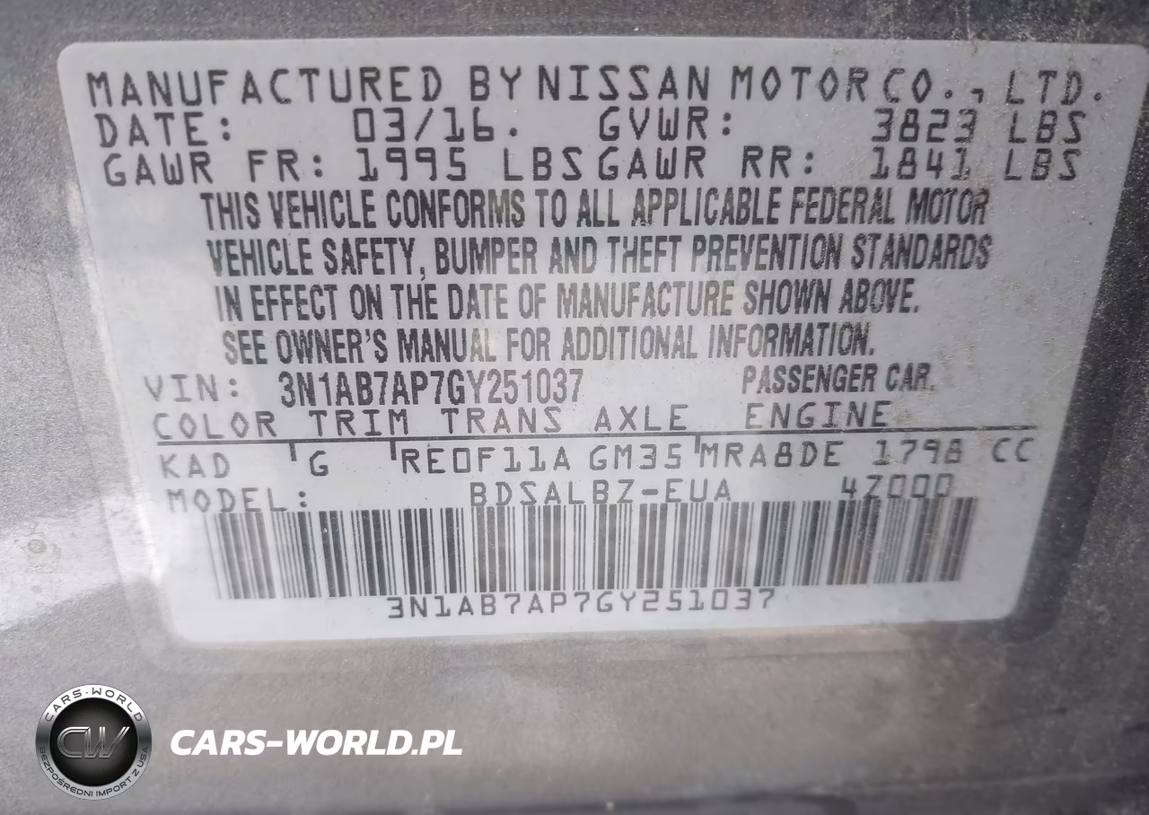 2016 Nissan Sentra Fe+ S-S-Sl-Sr-Sv VIN:3N1AB7AP7GY251037 - 9