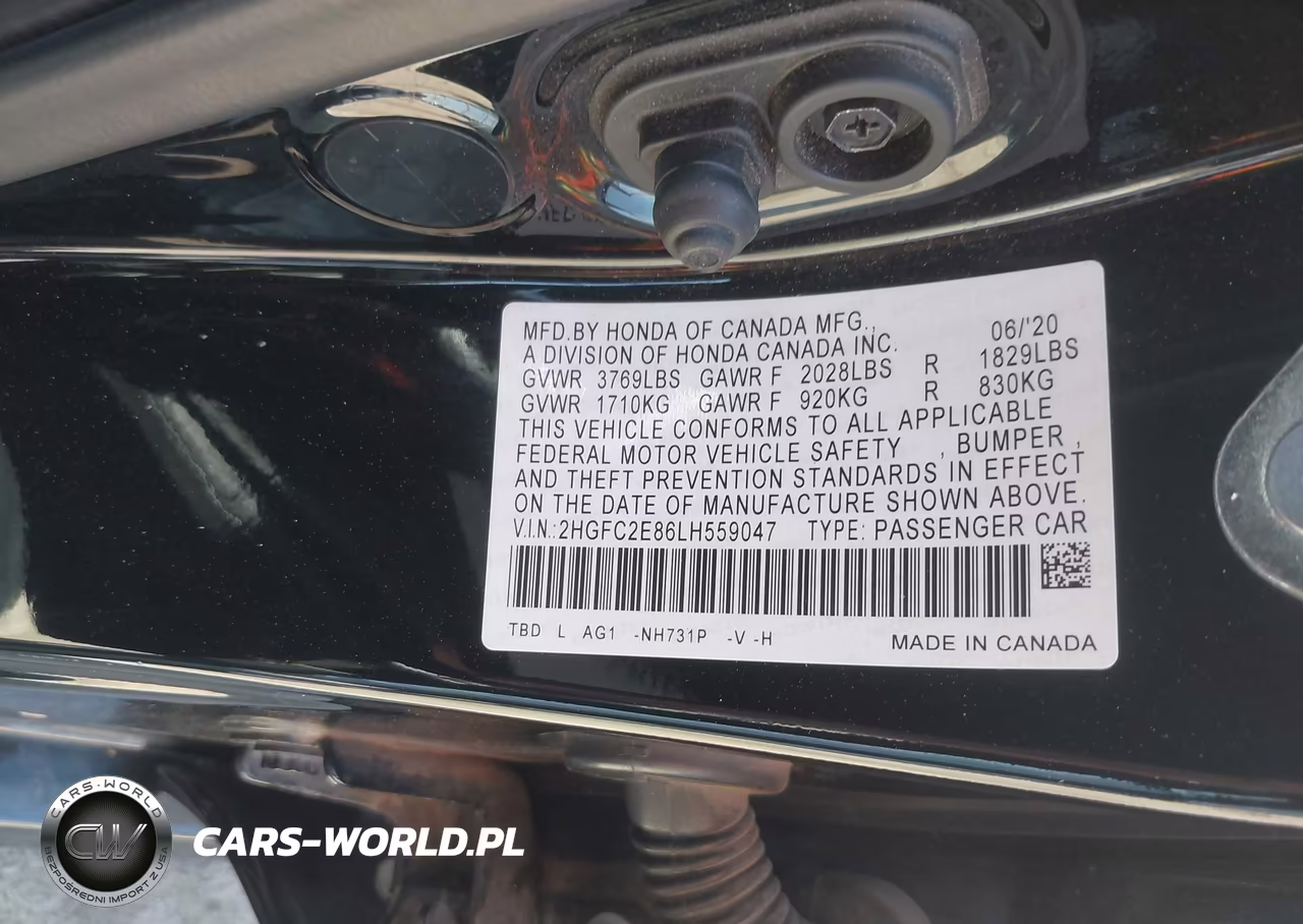 2020 Honda Civic Sport VIN:2HGFC2E86LH559047 - 9